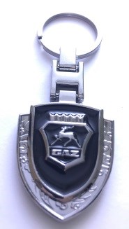 БРЕЛОК металлический ГАЗ (Щит) черный цвет 029