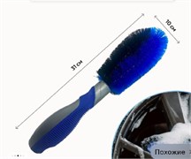 АБ-8378-Щетка BRUSH-Ершик для мойки колесных дисков средня жесткость,прорезиненная ручка-30 см СИНЯЯ 8378