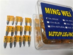 Набор предохранителей MING WEL-флажковые в пластиковом боксе-5-А-(МИНИ)(100 шт в упак) 274